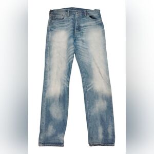 Rare Levi's 501 T Men's Tapered Button Fly Faded Jeans Leather Patch Size 34x32